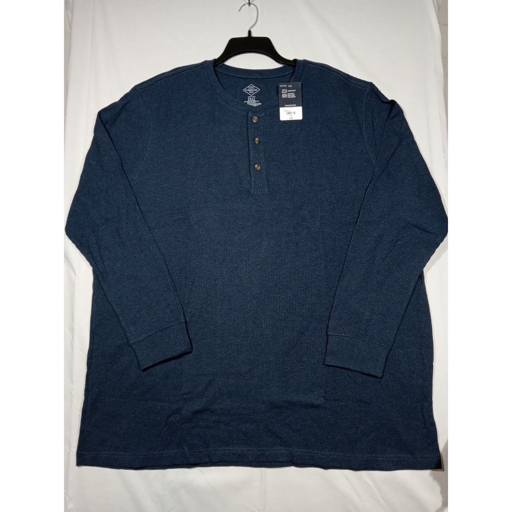 St John's Bay  Men's  Thermal Henley 3XLT Supersoft Navy Heather Waffle Knit